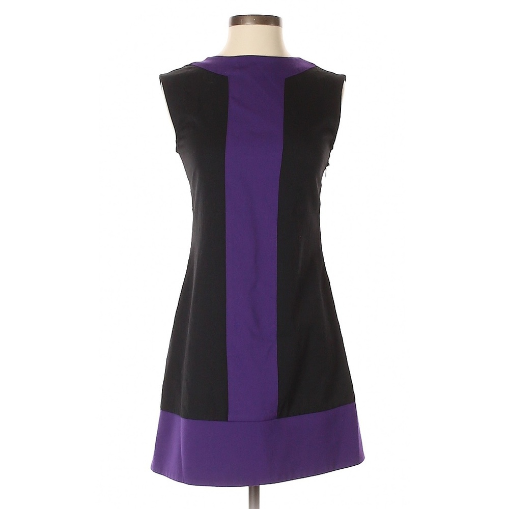 Abaete Black & Blue Color Block Wool Dress